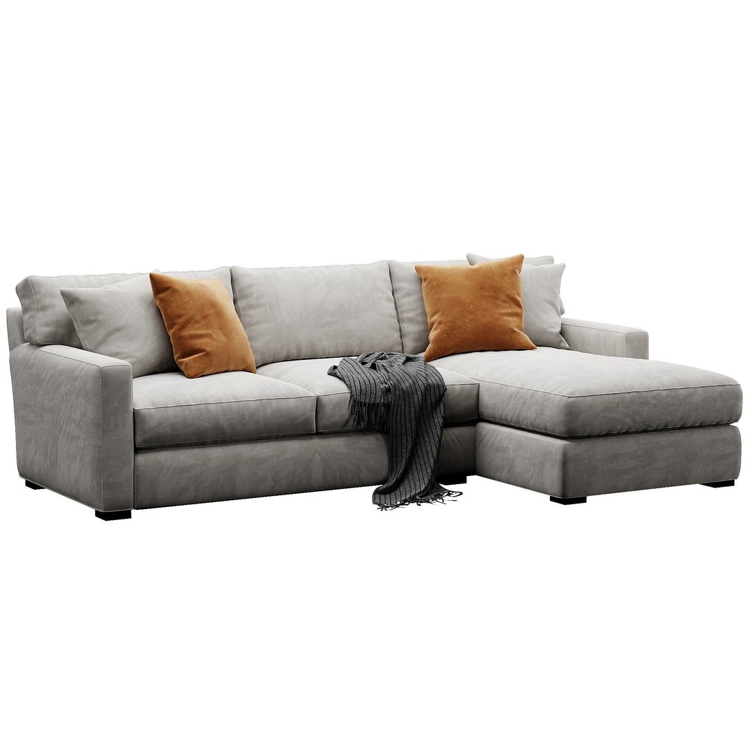 Axis Sofa 3D Model – Velvet/Leather Game-Ready Asset, FBX, OBJ - View 11