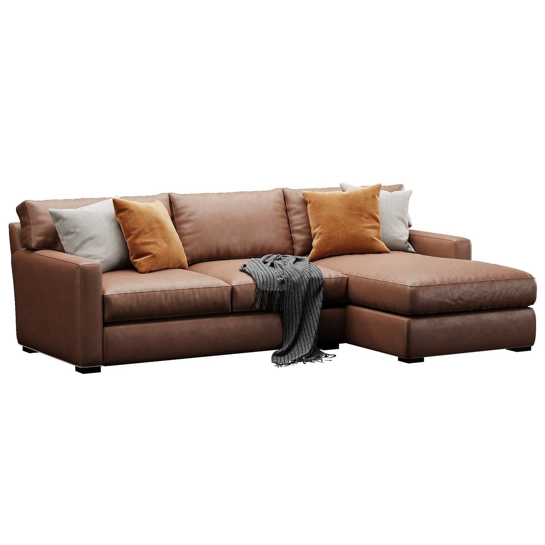 Axis Sofa 3D Model – Velvet/Leather Game-Ready Asset, FBX, OBJ - View 12