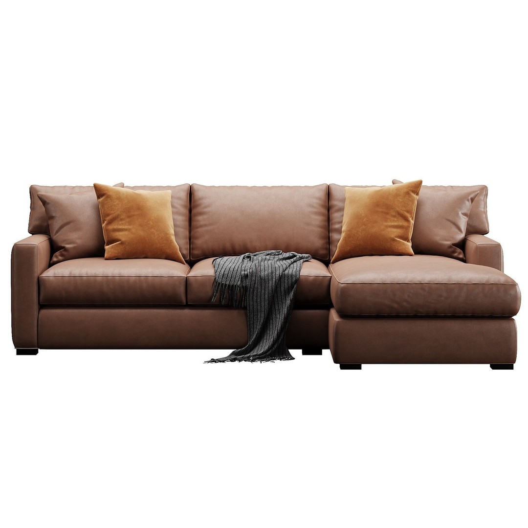 Axis Sofa 3D Model – Velvet/Leather Game-Ready Asset, FBX, OBJ - View 17