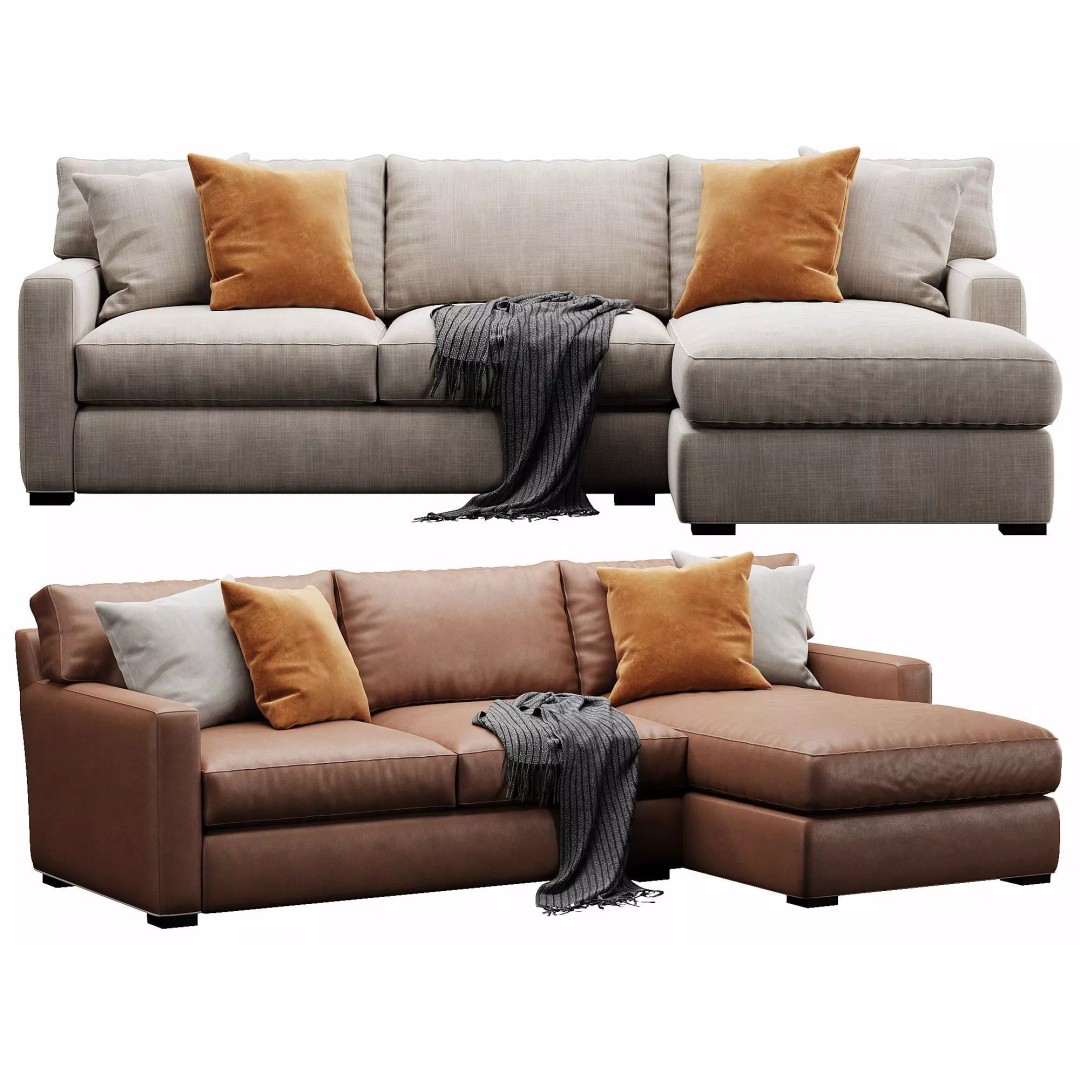 Axis Sofa 3D Model – Velvet/Leather Game-Ready Asset, FBX, OBJ - View 2