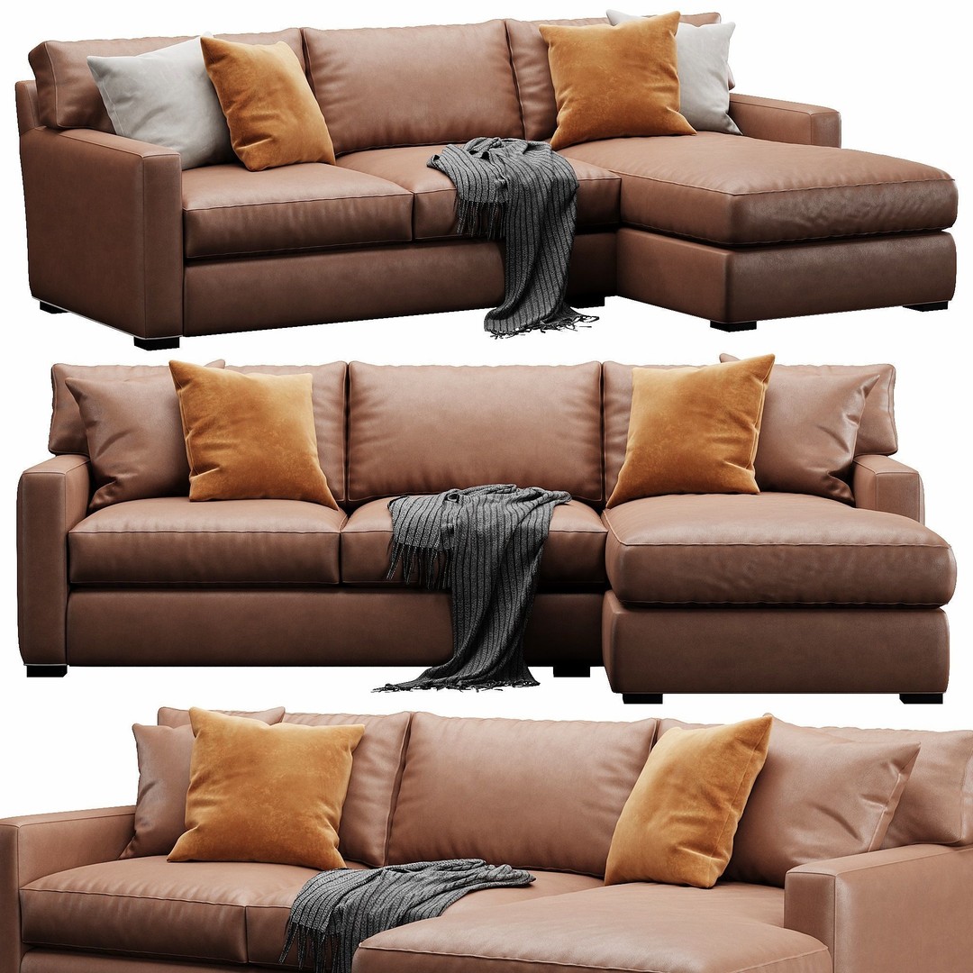 Axis Sofa 3D Model – Velvet/Leather Game-Ready Asset, FBX, OBJ - View 4