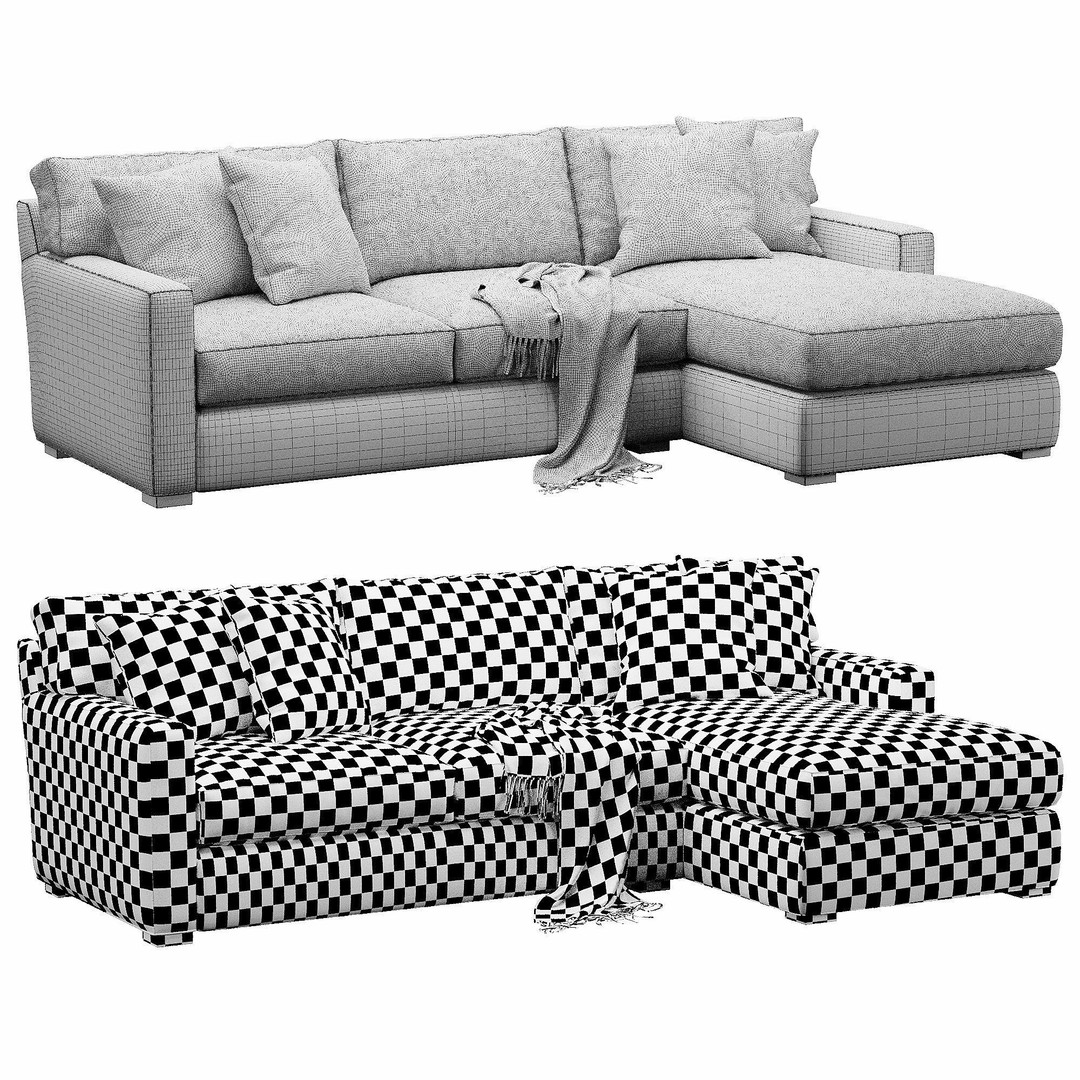 Axis Sofa 3D Model – Velvet/Leather Game-Ready Asset, FBX, OBJ - View 5