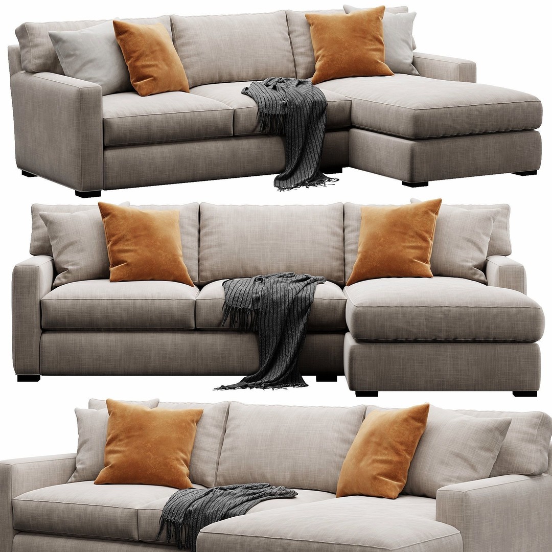 Axis Sofa 3D Model – Velvet/Leather Game-Ready Asset, FBX, OBJ - View 7