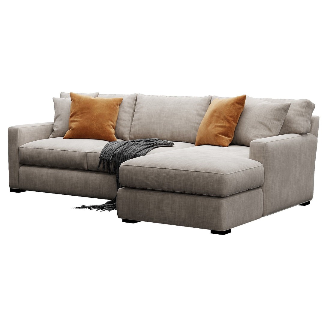 Axis Sofa 3D Model – Velvet/Leather Game-Ready Asset, FBX, OBJ - View 8