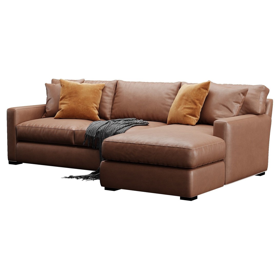 Axis Sofa 3D Model – Velvet/Leather Game-Ready Asset, FBX, OBJ - View 9