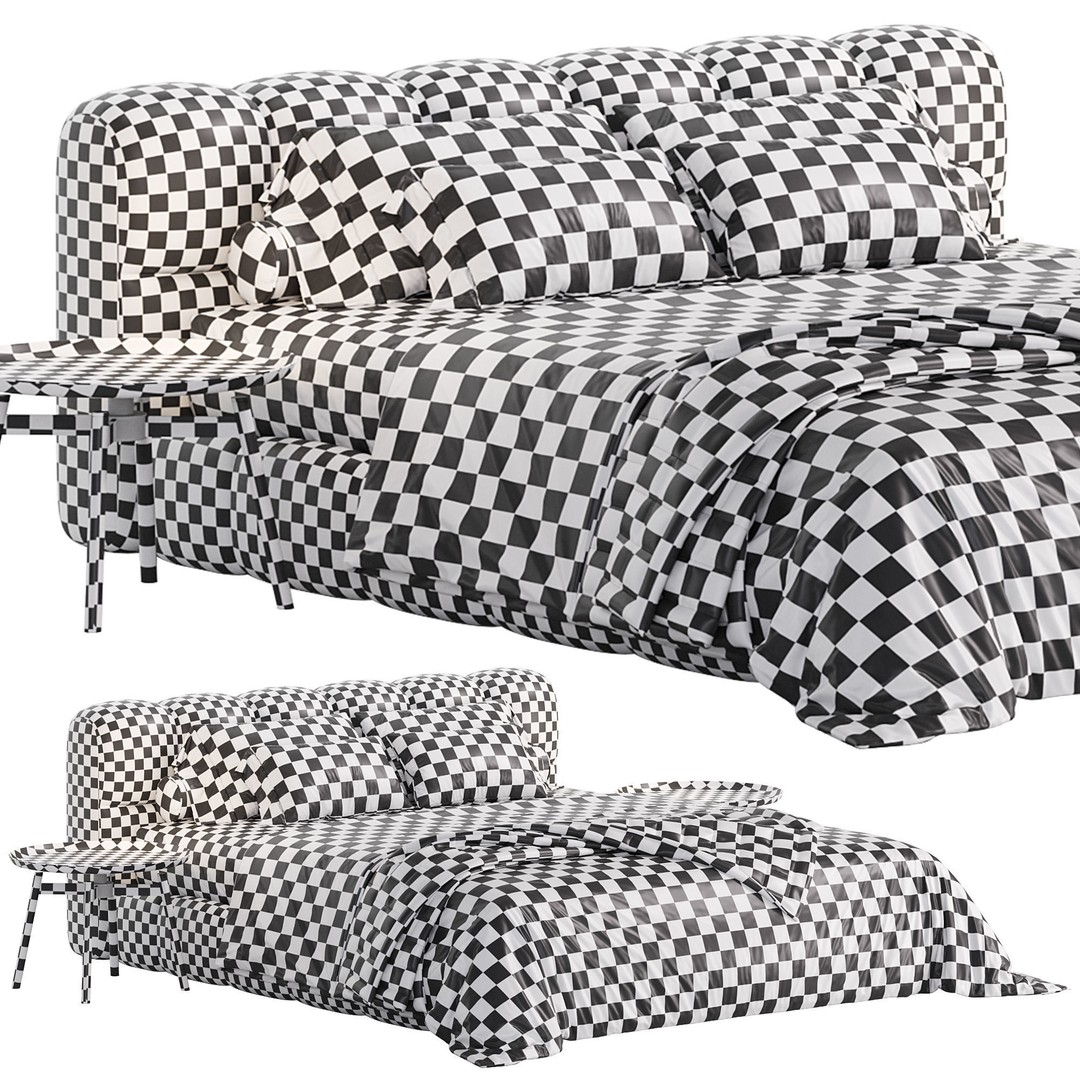 Hildon Boucle Bed 3D Model – High Poly Furniture Asset, FBX, OBJ - View 7