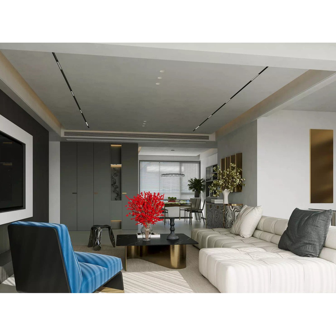 Living Room 3D Model – Modern Workspace Design, Blender - View 4