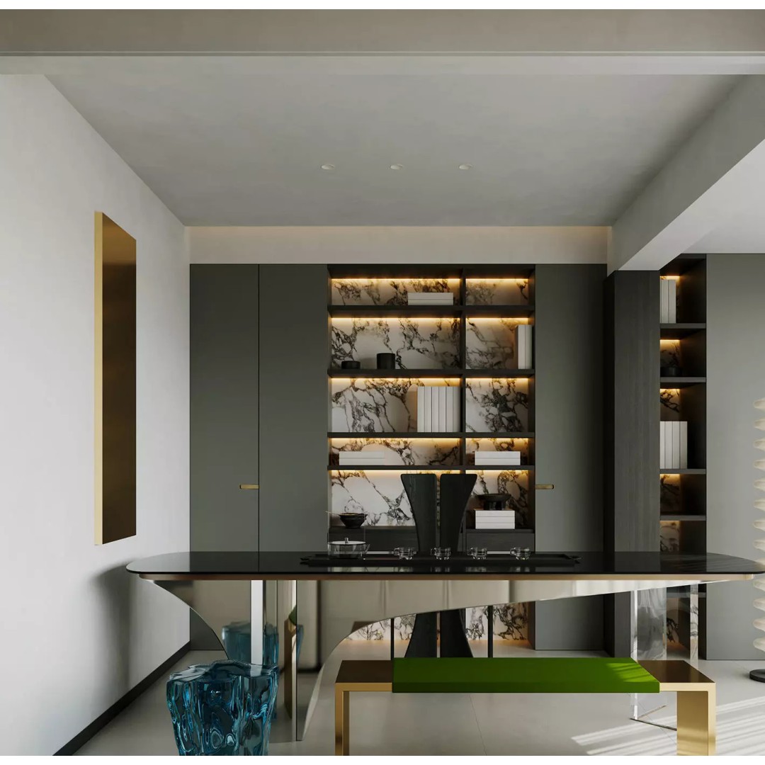 Living Room 3D Model – Modern Workspace Design, Blender - View 5