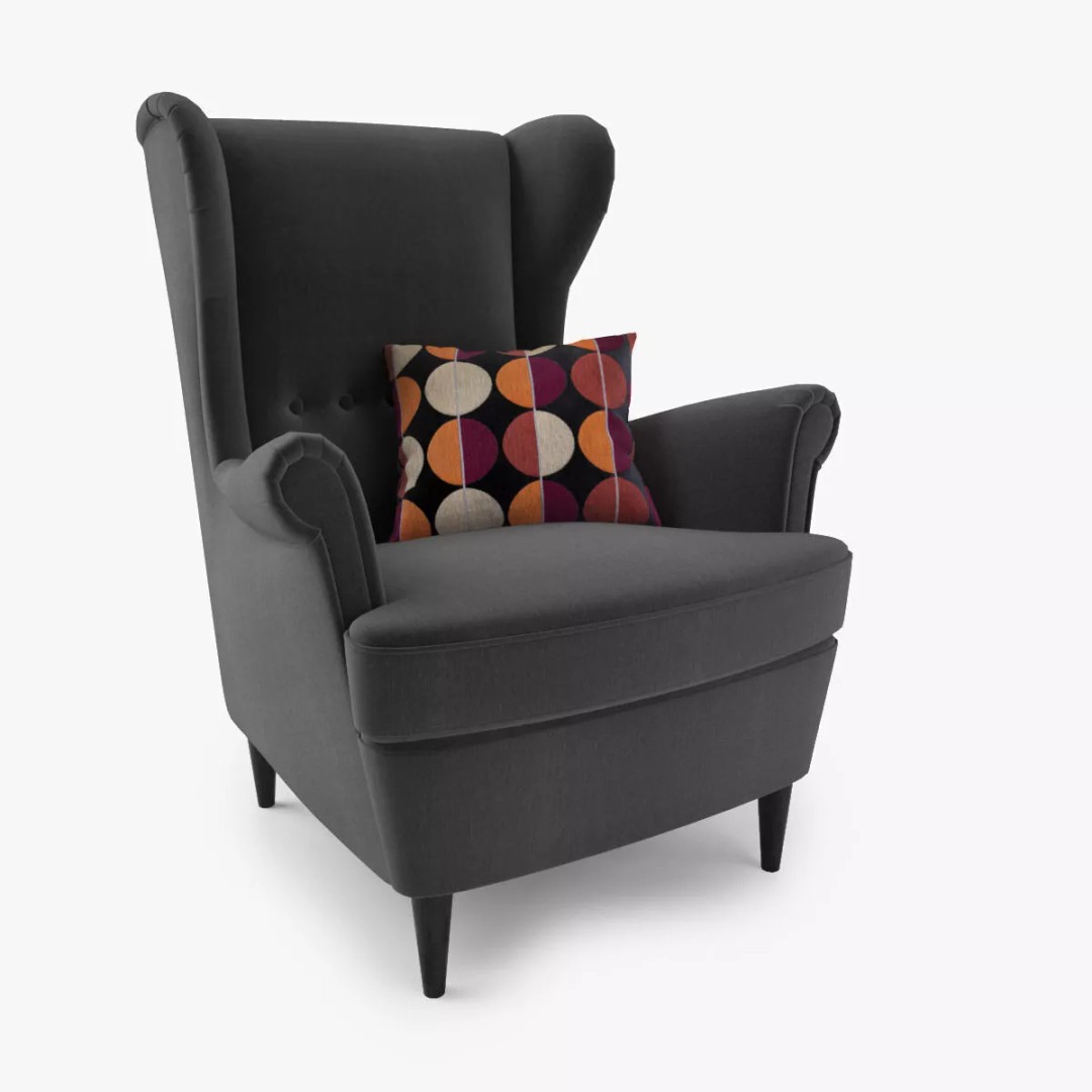 Wingback Chair 3D Model – Modern Seating with Footstool, FBX & OBJ - View 5