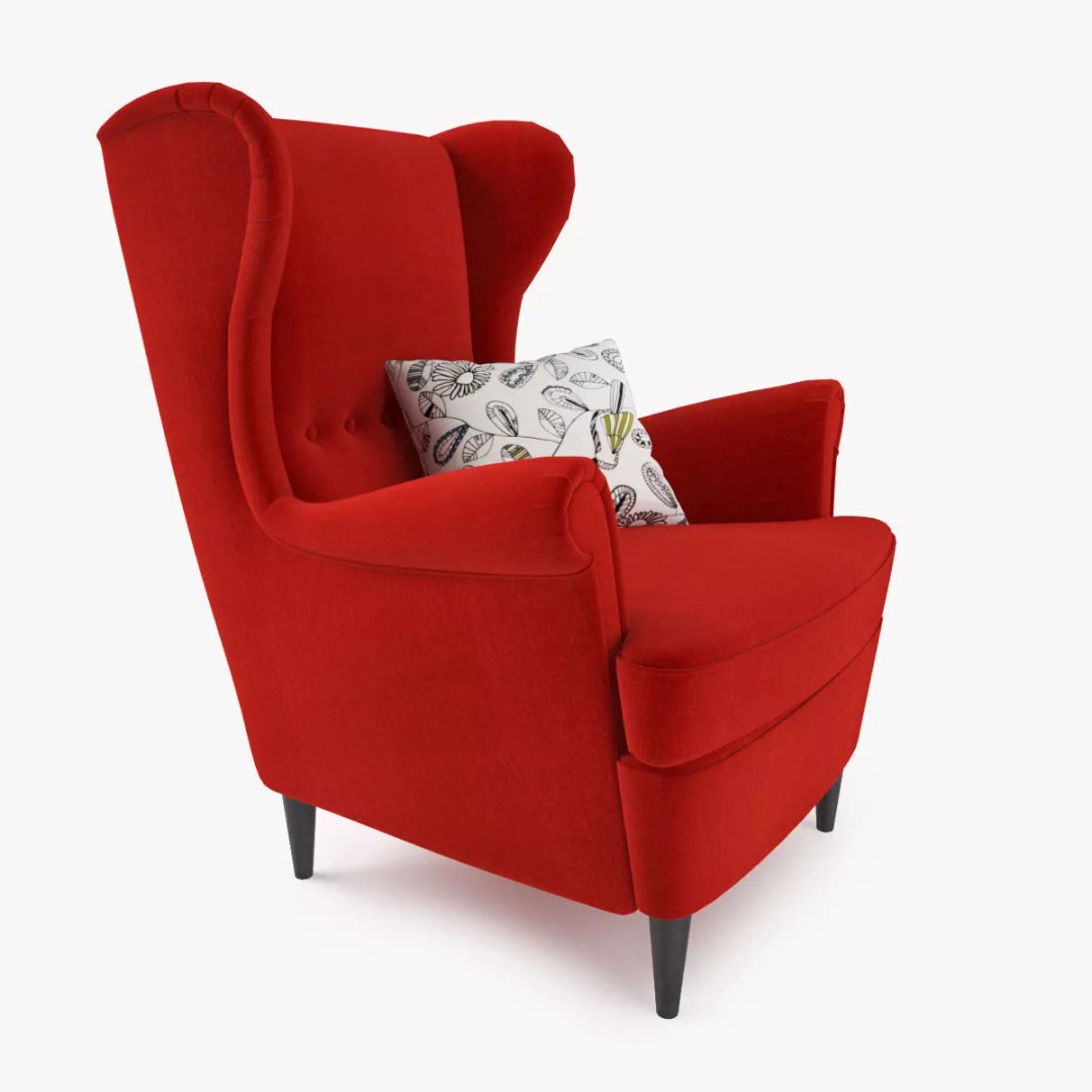 Wingback Chair 3D Model – Modern Seating with Footstool, FBX & OBJ - View 6