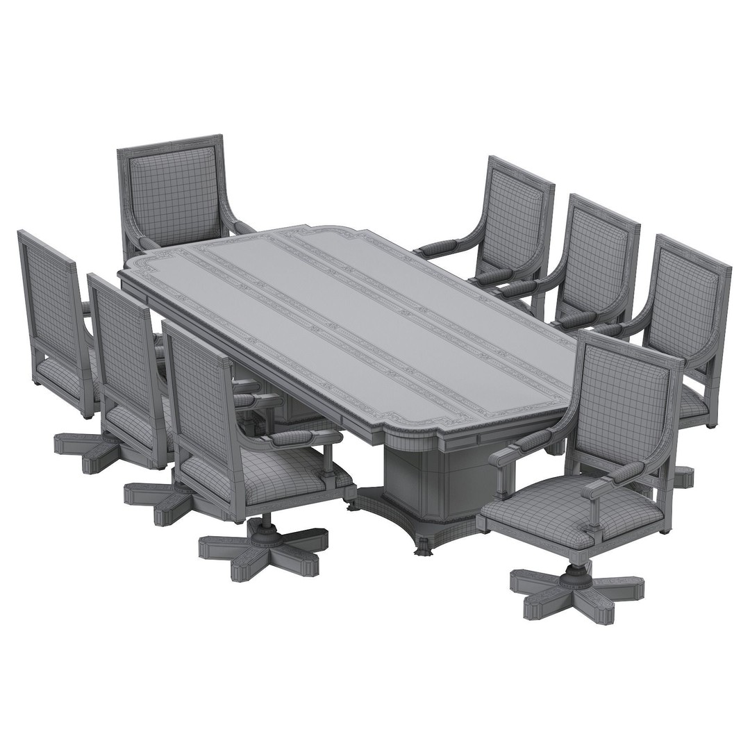 Arabic Chair and Table 3D Model – Classic Furniture Set, FBX/OBJ