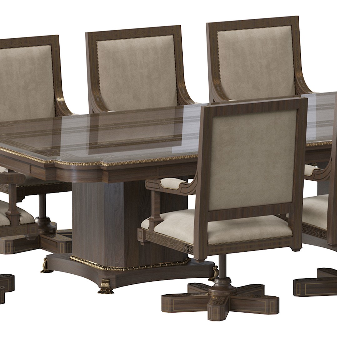 Arabic Chair and Table 3D Model – Classic Furniture Set, FBX/OBJ - View 10