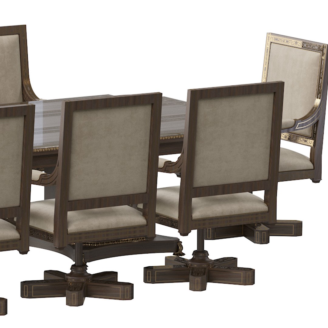 Arabic Chair and Table 3D Model – Classic Furniture Set, FBX/OBJ - View 11