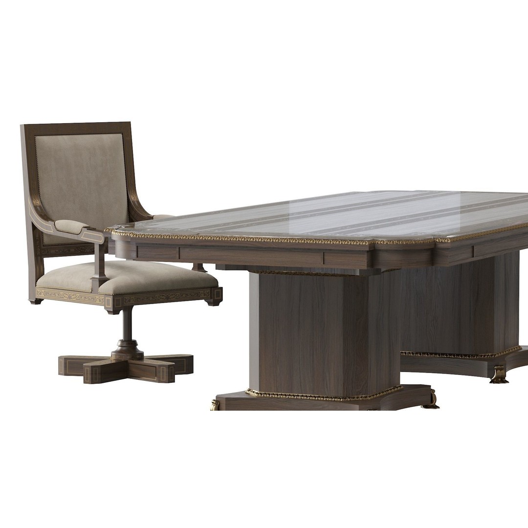 Arabic Chair and Table 3D Model – Classic Furniture Set, FBX/OBJ - View 13