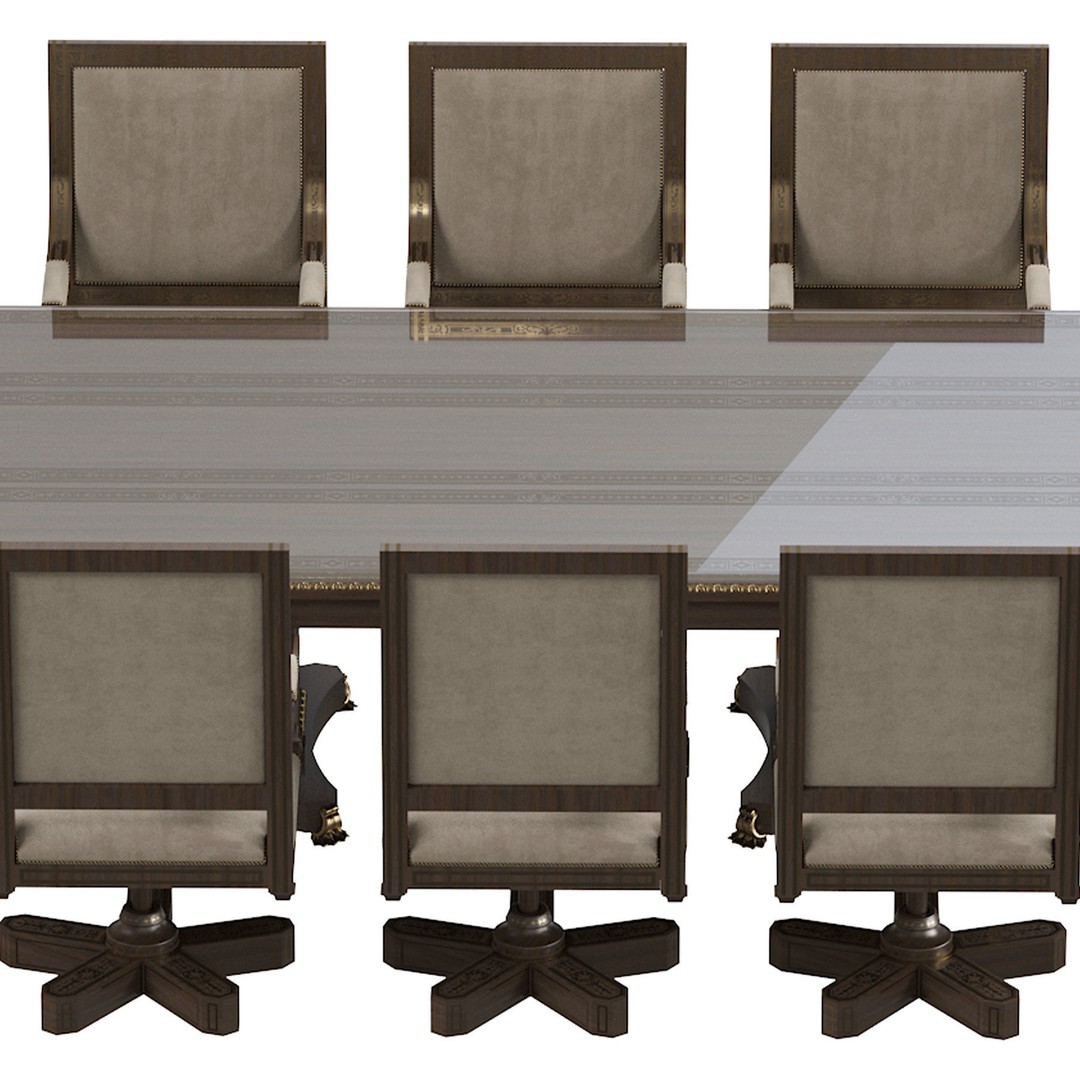 Arabic Chair and Table 3D Model – Classic Furniture Set, FBX/OBJ - View 14