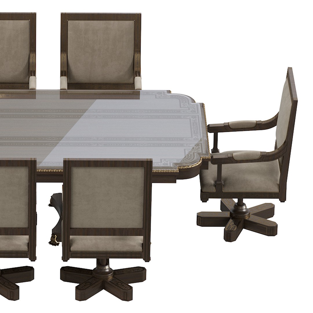 Arabic Chair and Table 3D Model – Classic Furniture Set, FBX/OBJ - View 15
