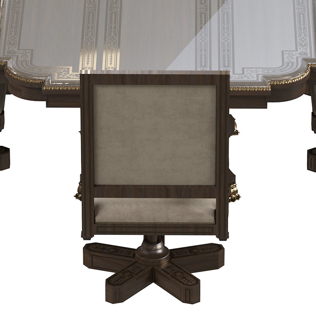 Arabic Chair and Table 3D Model – Classic Furniture Set, FBX/OBJ - View 19