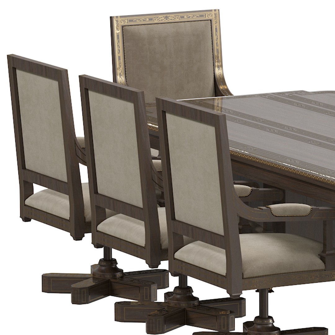 Arabic Chair and Table 3D Model – Classic Furniture Set, FBX/OBJ - View 20