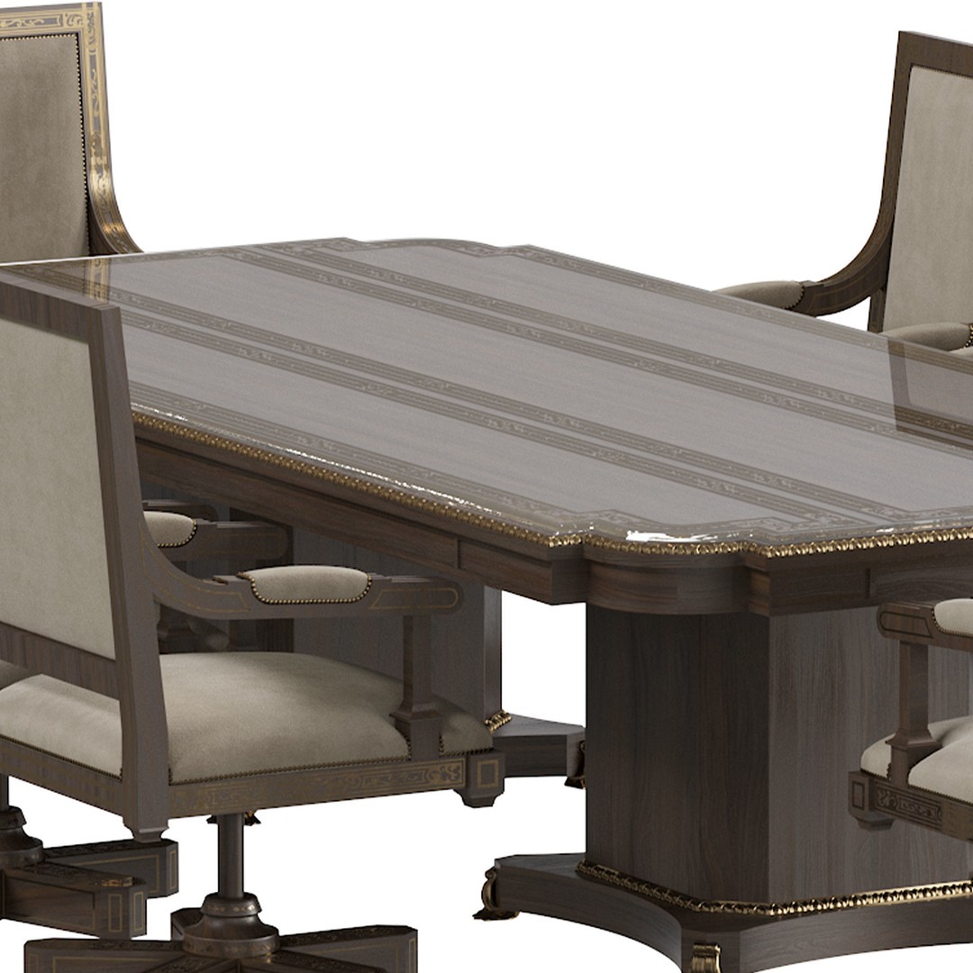 Arabic Chair and Table 3D Model – Classic Furniture Set, FBX/OBJ - View 21