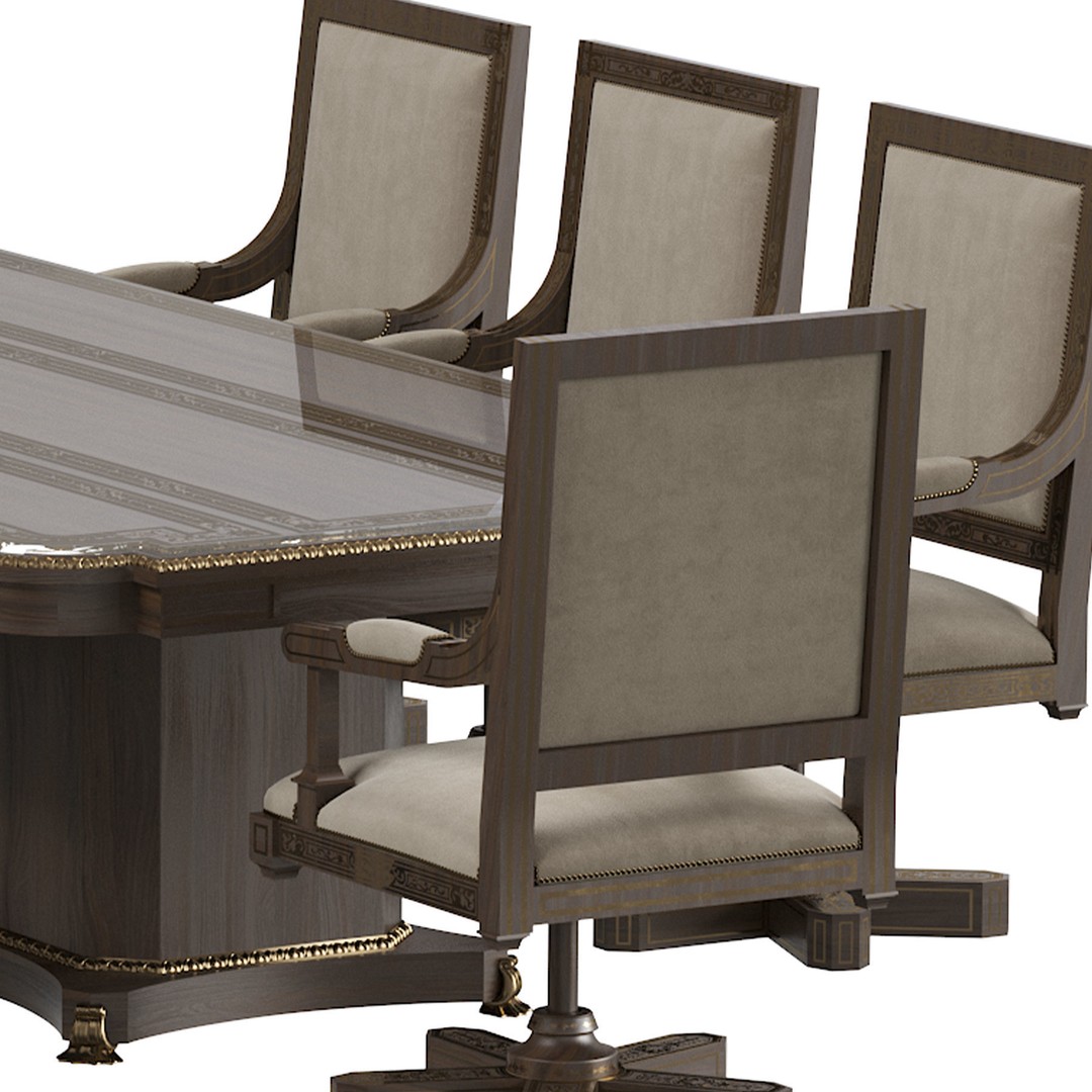 Arabic Chair and Table 3D Model – Classic Furniture Set, FBX/OBJ - View 22