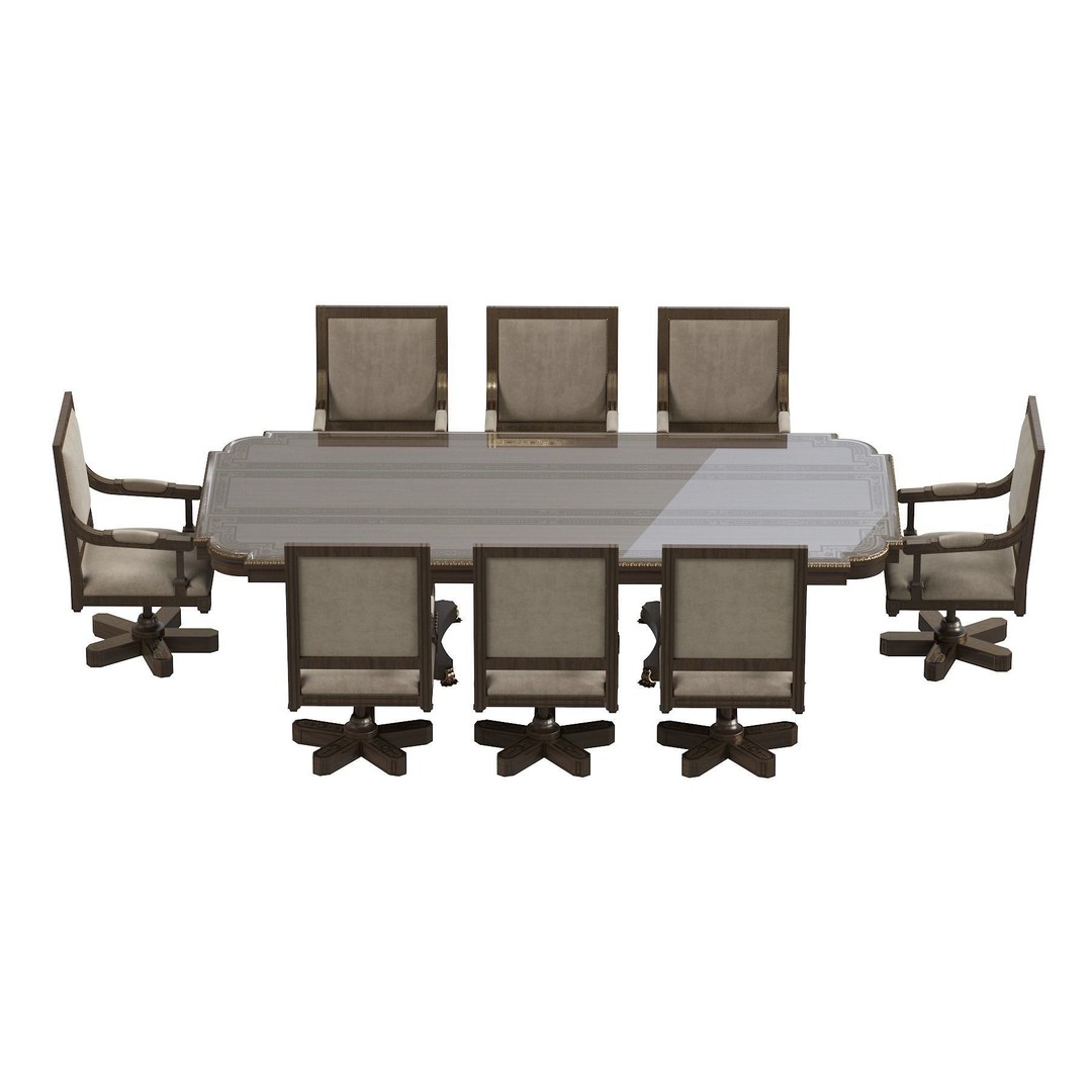 Arabic Chair and Table 3D Model – Classic Furniture Set, FBX/OBJ - View 25