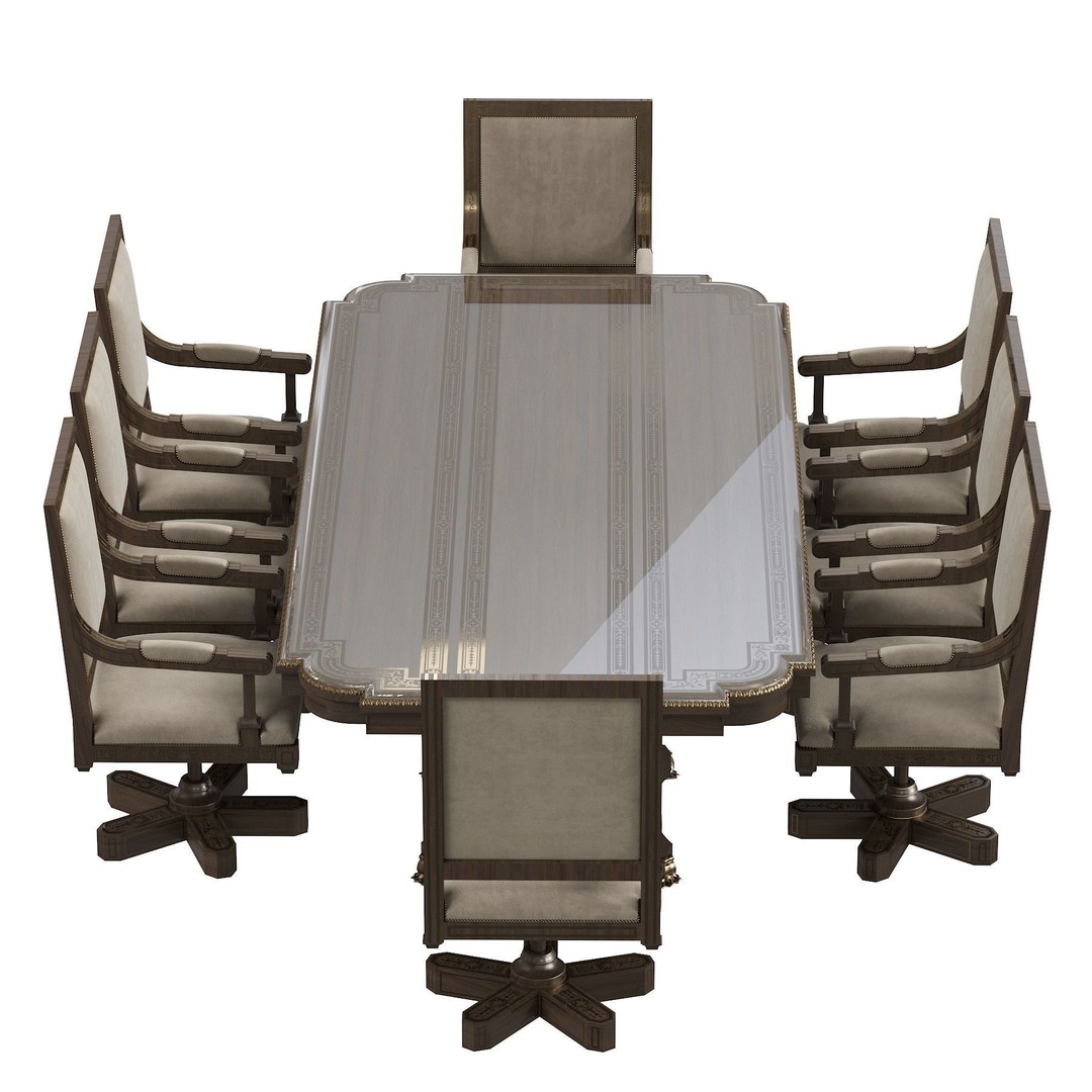 Arabic Chair and Table 3D Model – Classic Furniture Set, FBX/OBJ - View 26