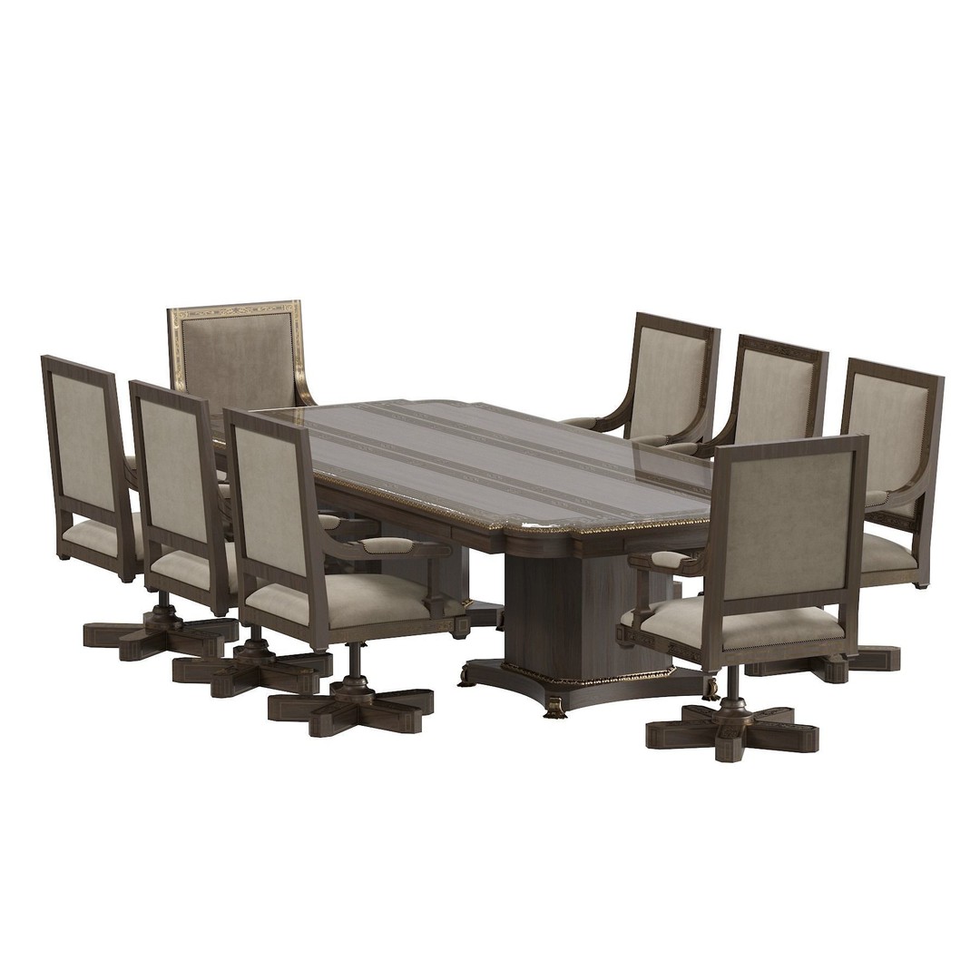 Arabic Chair and Table 3D Model – Classic Furniture Set, FBX/OBJ - View 27