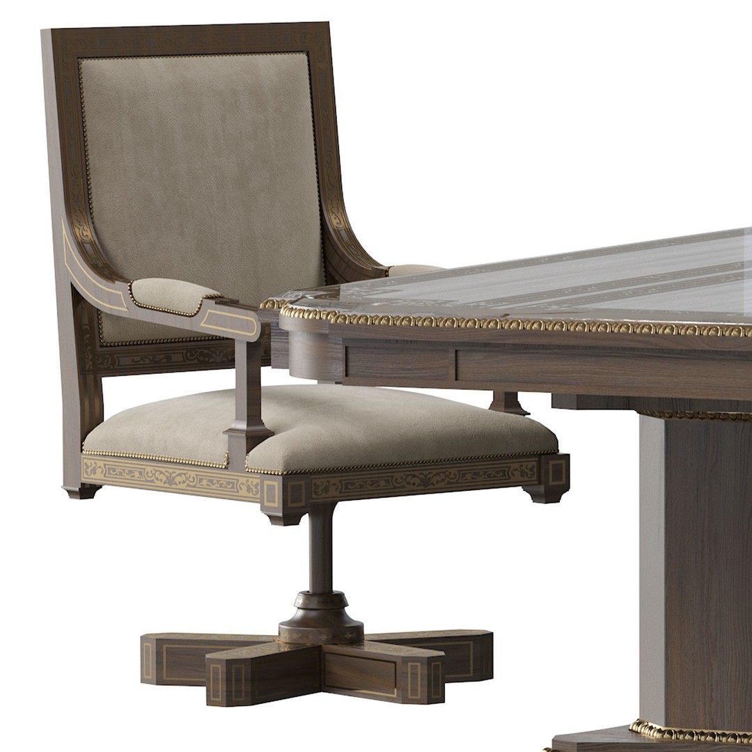 Arabic Chair and Table 3D Model – Classic Furniture Set, FBX/OBJ - View 6