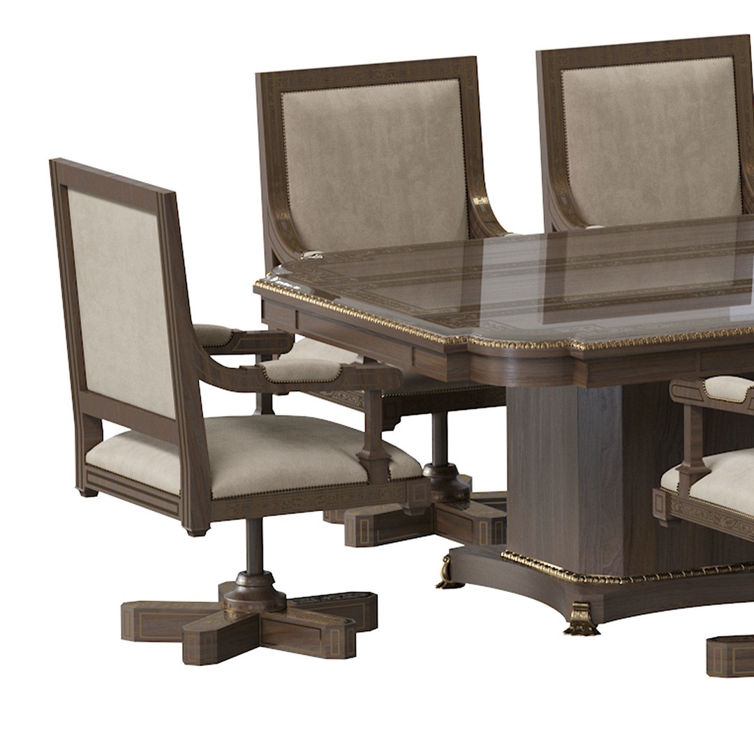 Arabic Chair and Table 3D Model – Classic Furniture Set, FBX/OBJ - View 9