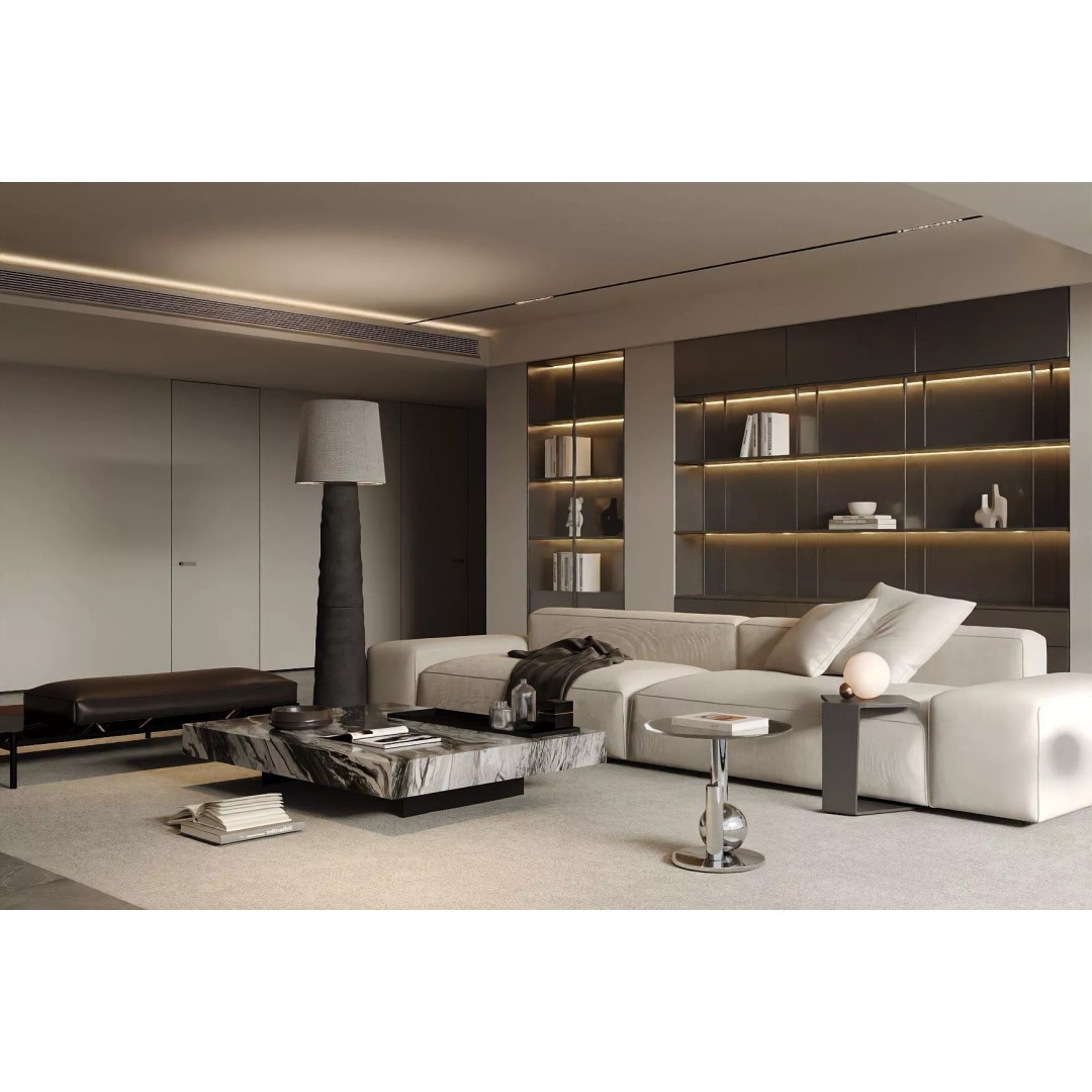 Italian Style Light Luxury Living Room 3D Model – PBR Textures, FBX, OBJ - View 5