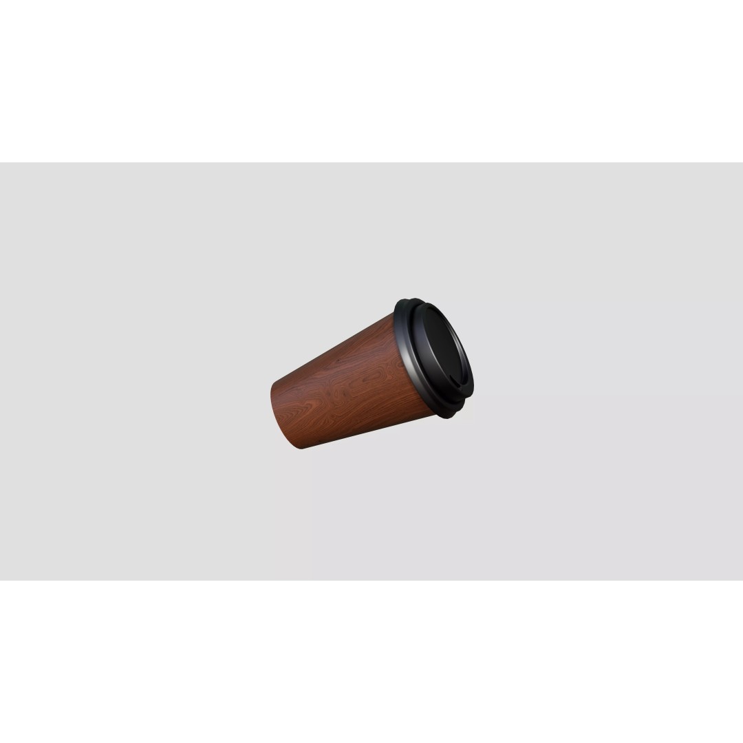 Coffee Cup 3D Model – Low Poly Wooden Design for Interior Use - View 4