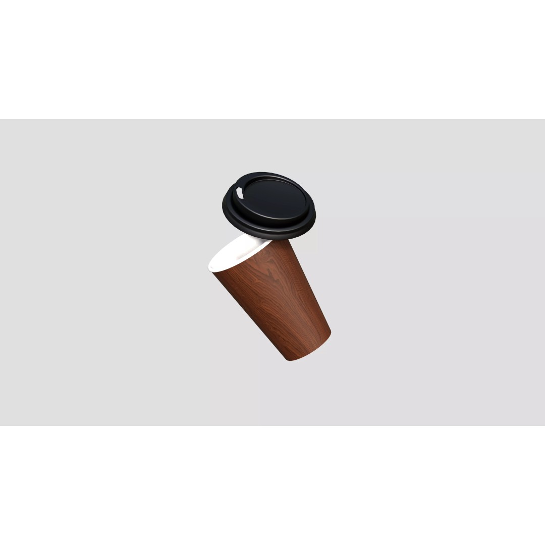 Coffee Cup 3D Model – Low Poly Wooden Design for Interior Use - View 6