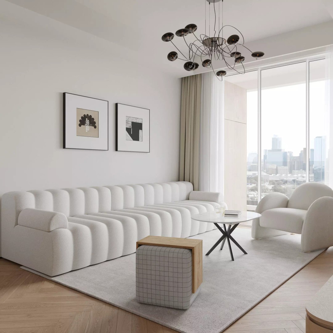 Modern Living Room 3D Model – Photo Realistic Interior Asset, FBX, OBJ - View 2