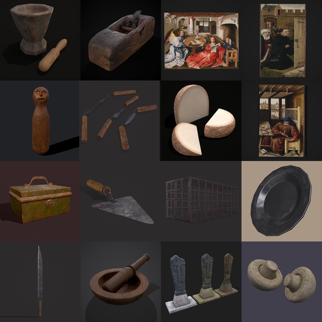 Medieval Props 3D Model – Low Poly Collection, FBX & OBJ Formats - View 13