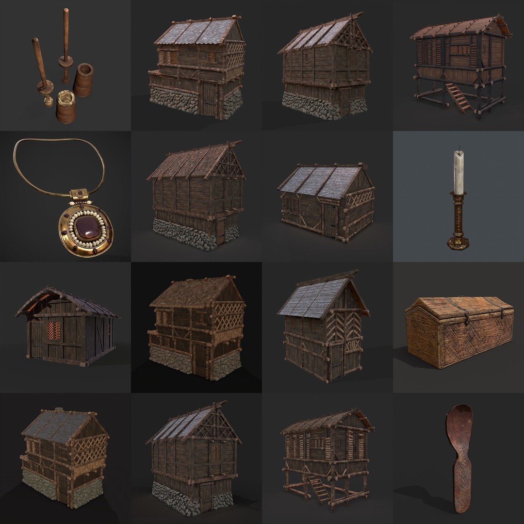 Medieval Props 3D Model – Low Poly Collection, FBX & OBJ Formats - View 21