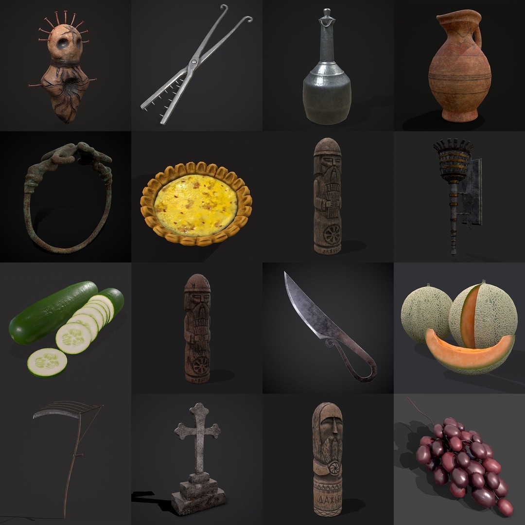 Medieval Props 3D Model – Low Poly Collection, FBX & OBJ Formats - View 27