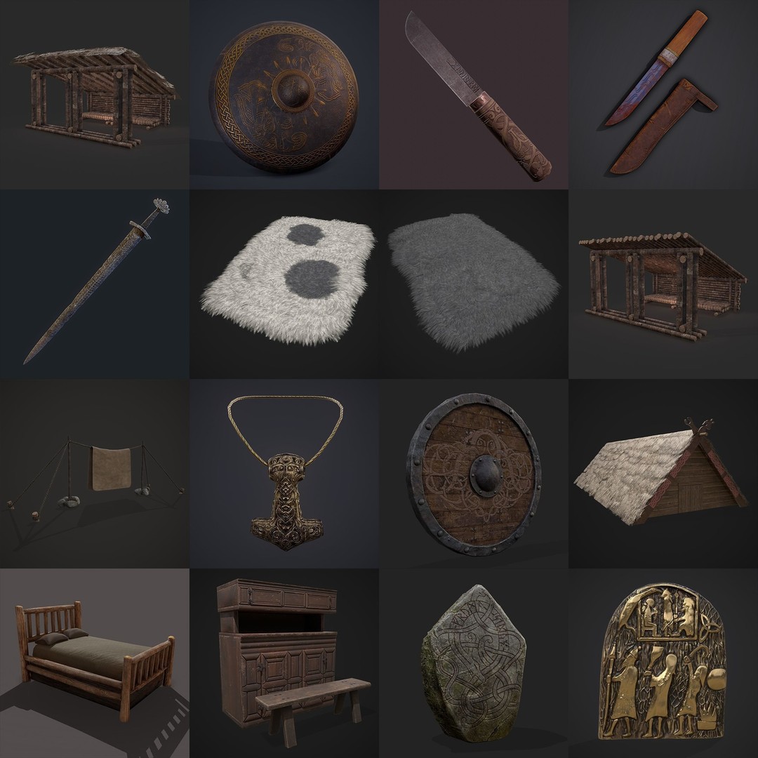 Medieval Props 3D Model – Low Poly Collection, FBX & OBJ Formats - View 31
