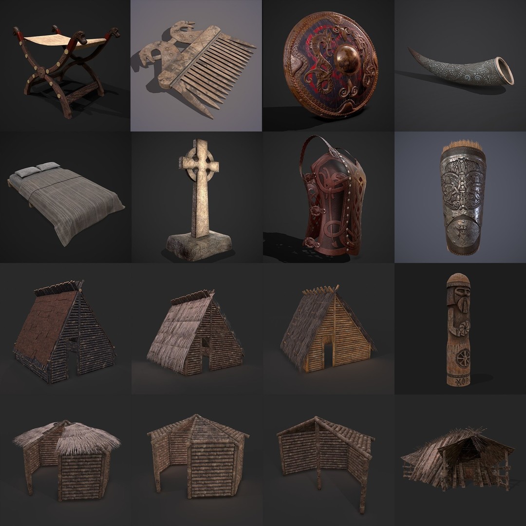 Medieval Props 3D Model – Low Poly Collection, FBX & OBJ Formats - View 33