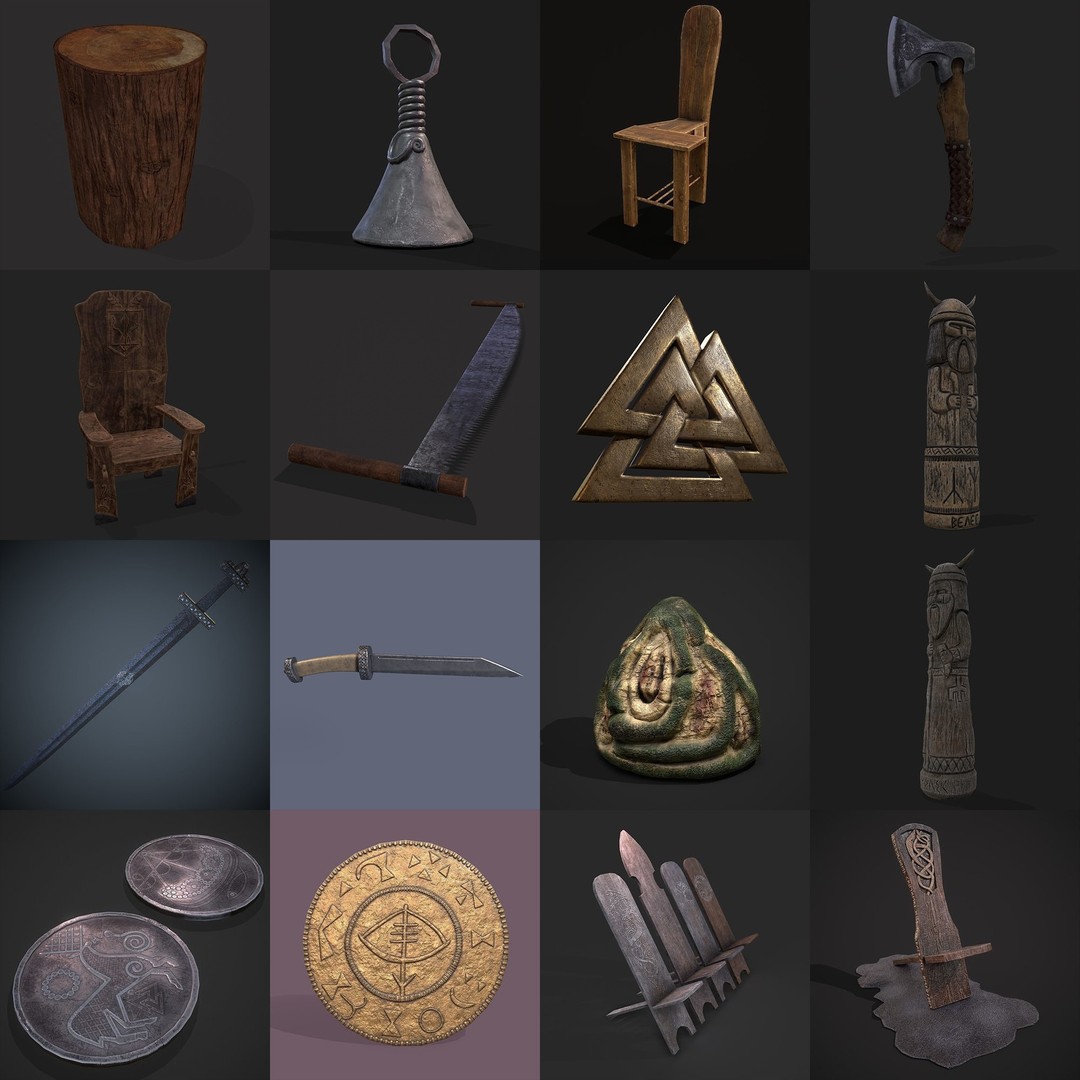 Medieval Props 3D Model – Low Poly Collection, FBX & OBJ Formats - View 34