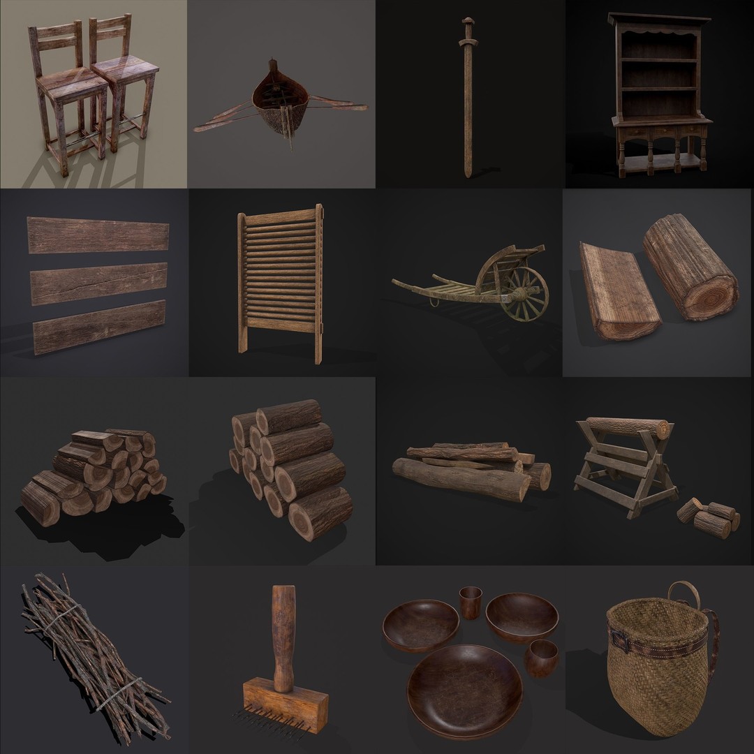 Medieval Props 3D Model – Low Poly Collection, FBX & OBJ Formats - View 37