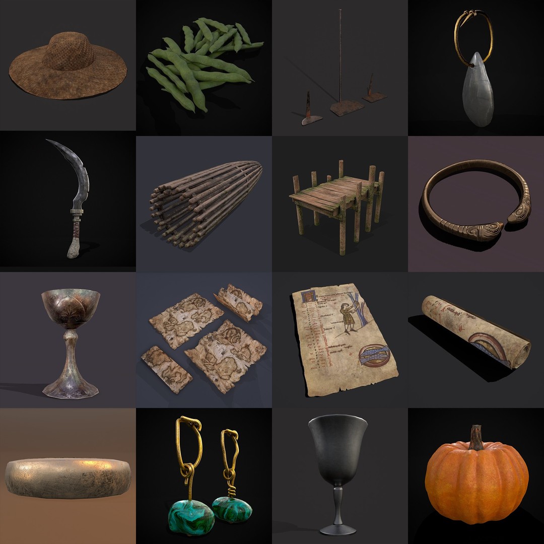 Medieval Props 3D Model – Low Poly Collection, FBX & OBJ Formats - View 42