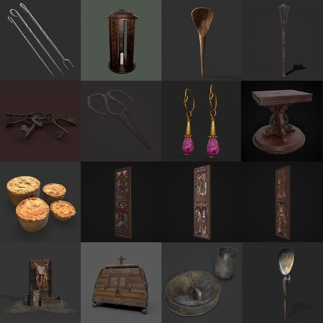 Medieval Props 3D Model – Low Poly Collection, FBX & OBJ Formats - View 43