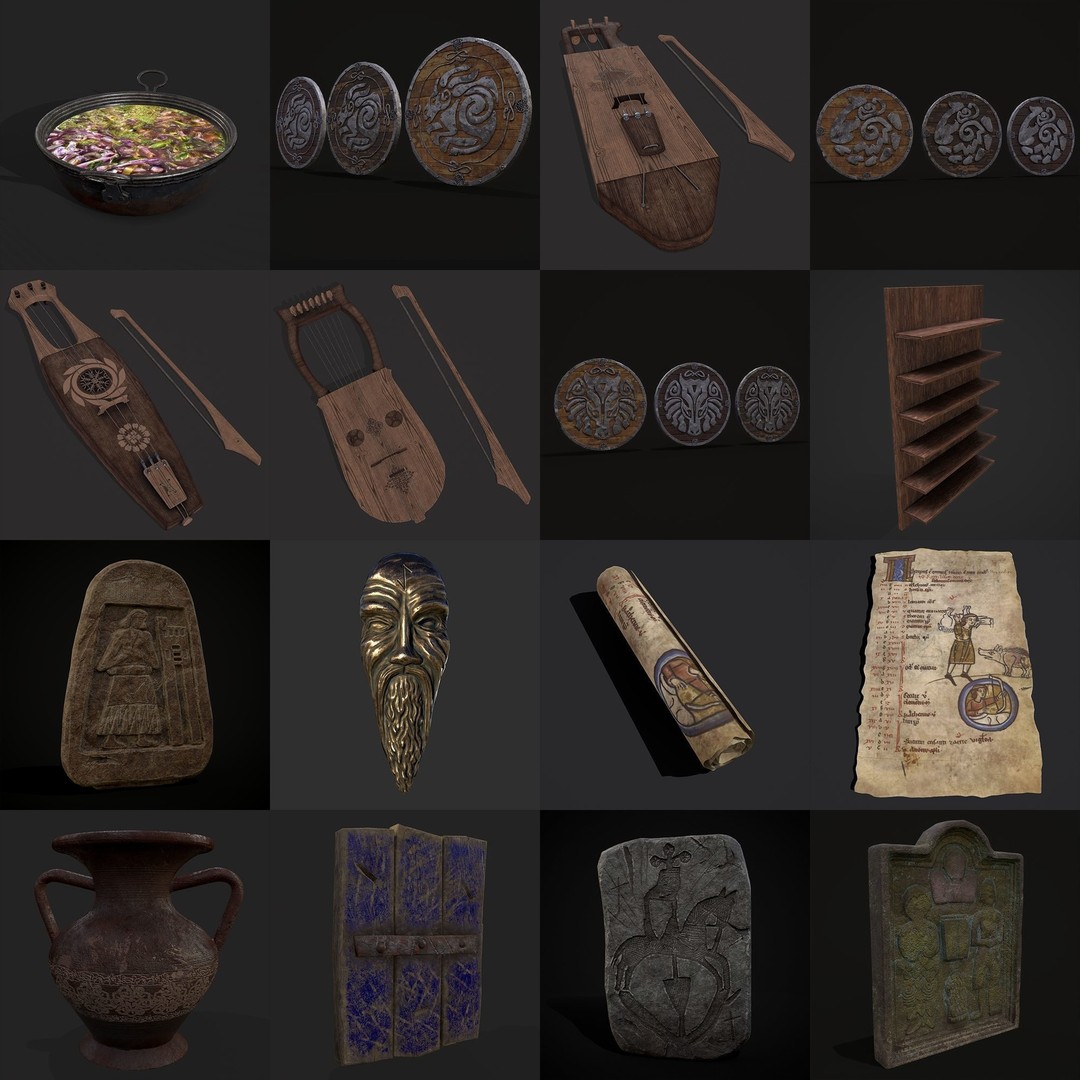 Medieval Props 3D Model – Low Poly Collection, FBX & OBJ Formats - View 45