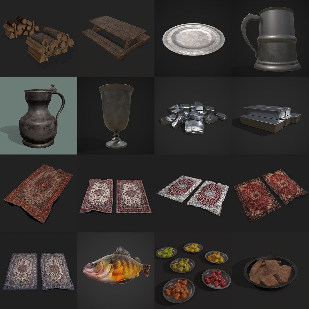 Medieval Props 3D Model – Low Poly Collection, FBX & OBJ Formats - View 46