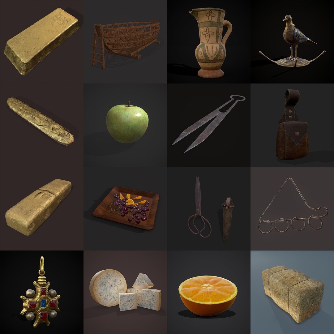 Medieval Props 3D Model – Low Poly Collection, FBX & OBJ Formats - View 48