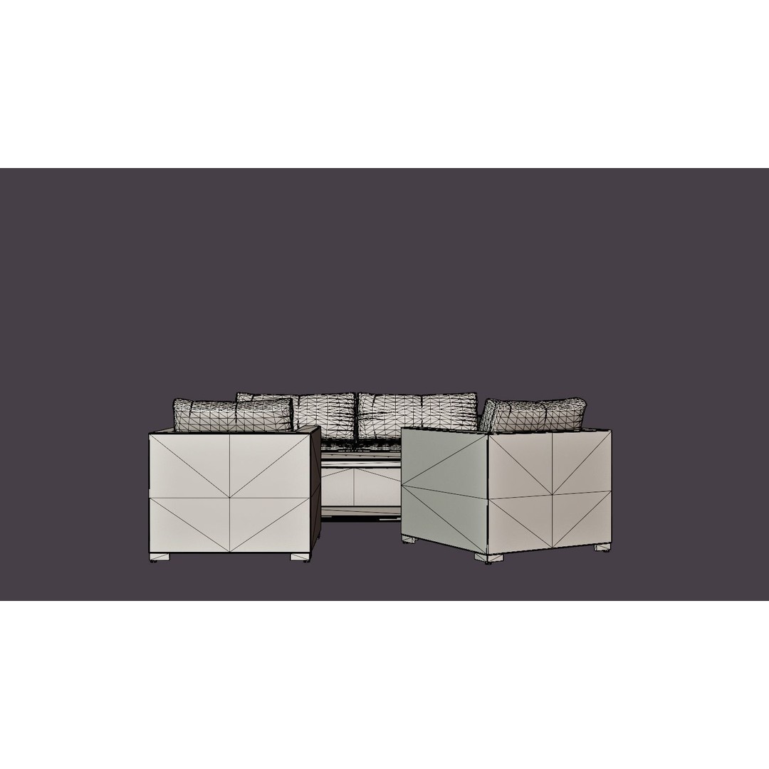 Ninja Sofa Group 3D Model – Low Poly Furniture Set, FBX & OBJ