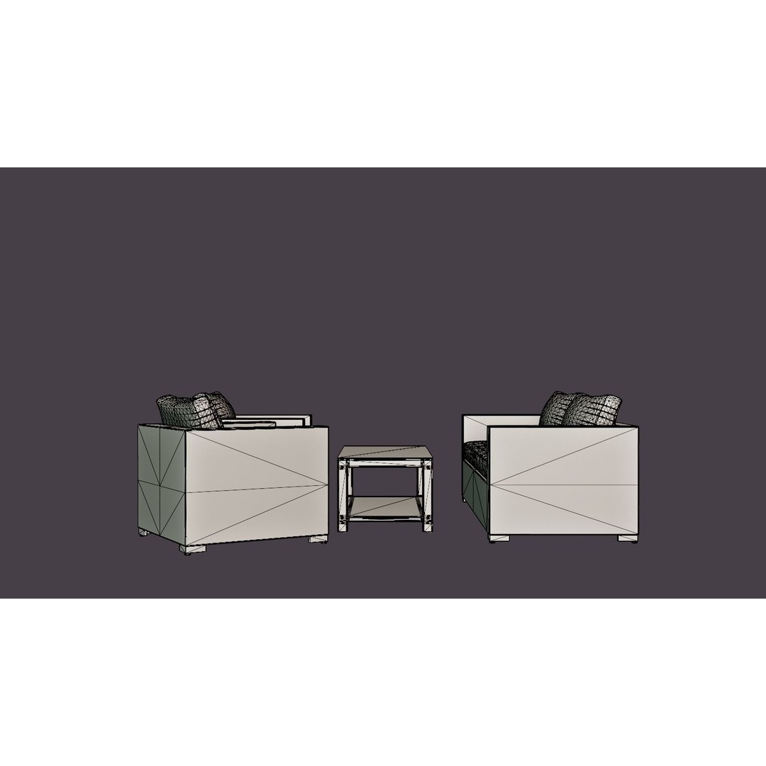 Ninja Sofa Group 3D Model – Low Poly Furniture Set, FBX & OBJ - View 7