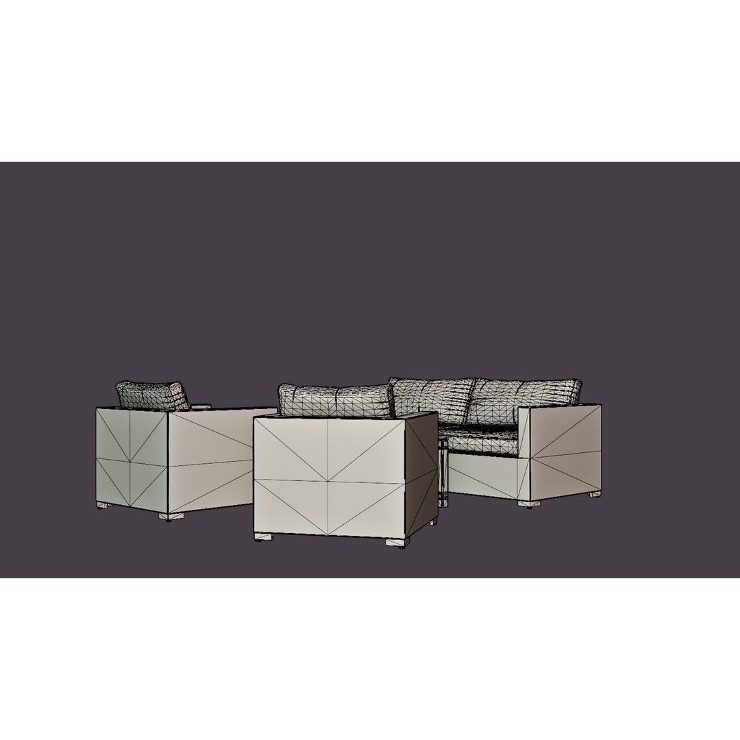 Ninja Sofa Group 3D Model – Low Poly Furniture Set, FBX & OBJ - View 8