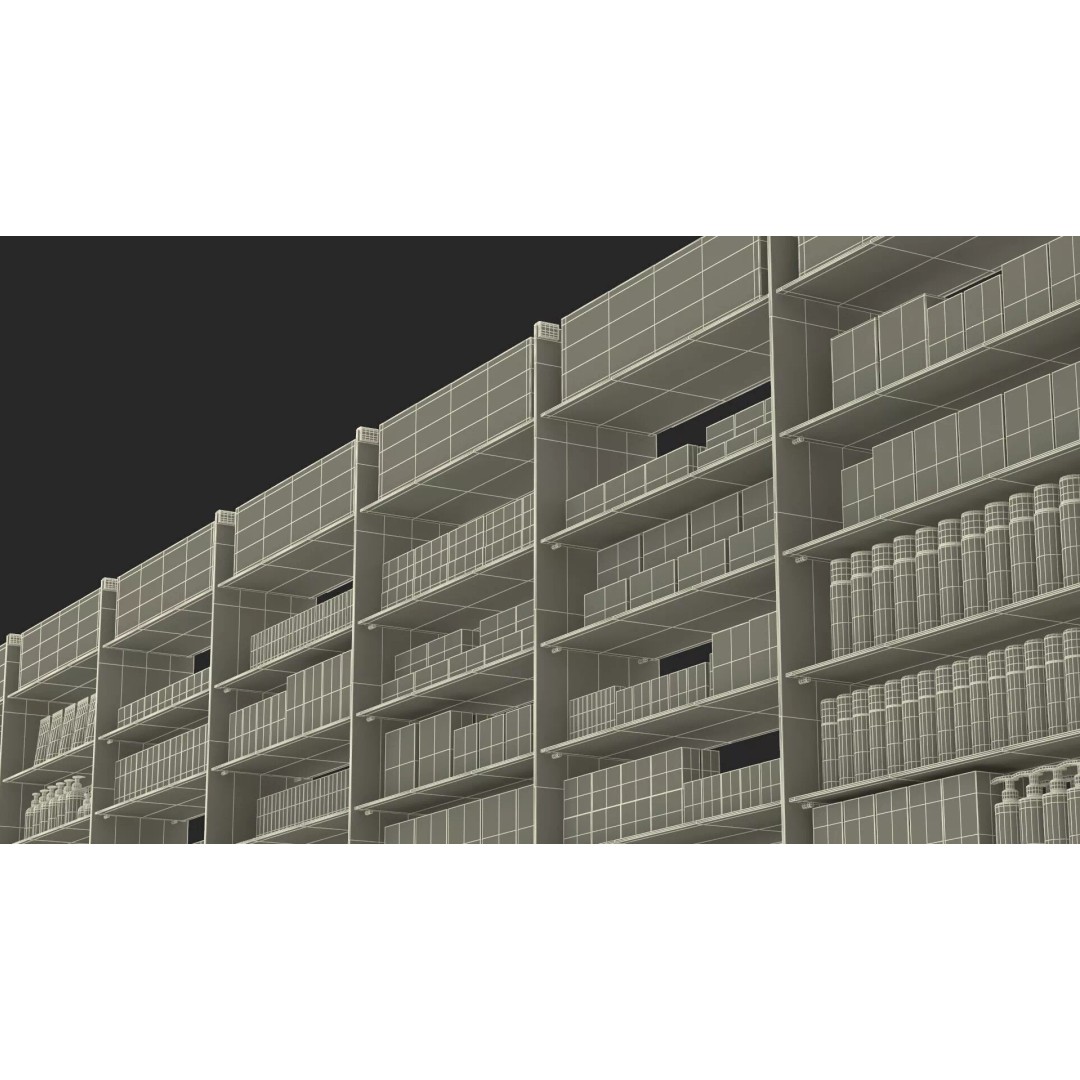 Pharmacy Shelf Unit 3D Model – Retail Display Glass Organizer, FBX - View 20