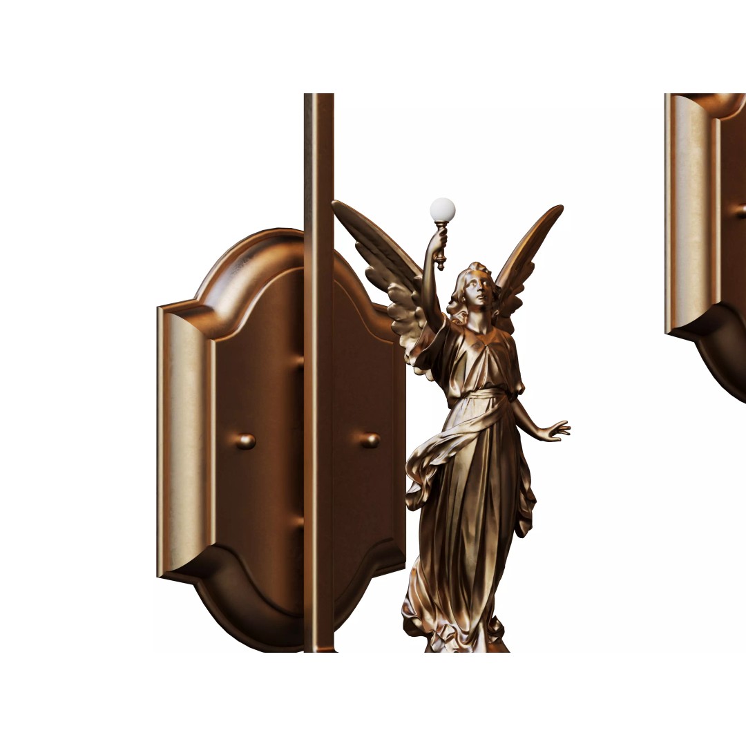 Angel Sculpture Wall Sconces 3D Model – Vintage Lighting Set, FBX & OBJ - View 7